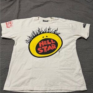 White and Yellow Short Sleeve Graphic Tee